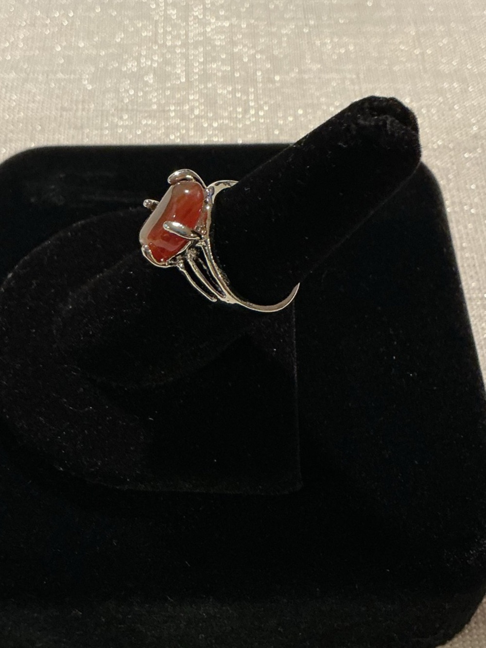 Carnelian Oval Silver Plated Ring - Picture 2 of 4